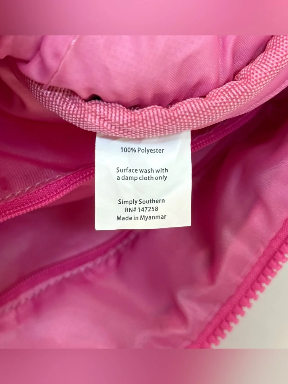 Simply Southern Pink Puff Quilted Shoulder Bag Purse Zip Close Lightweight Hobo